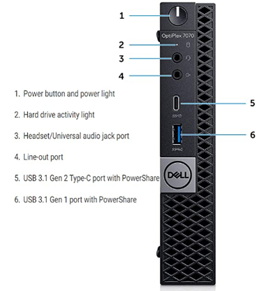 Dell OptiPlex 7070 Desktop Computer - Intel Core i7-9700T - 16GB RAM - 256GB SSD - Micro PC